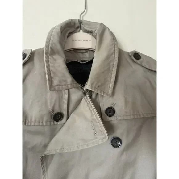 BANANA REPUBLIC Double-Breasted Belted Lined Trench Coat Sze S Khaki Classic EUC - Picture 3 of 15